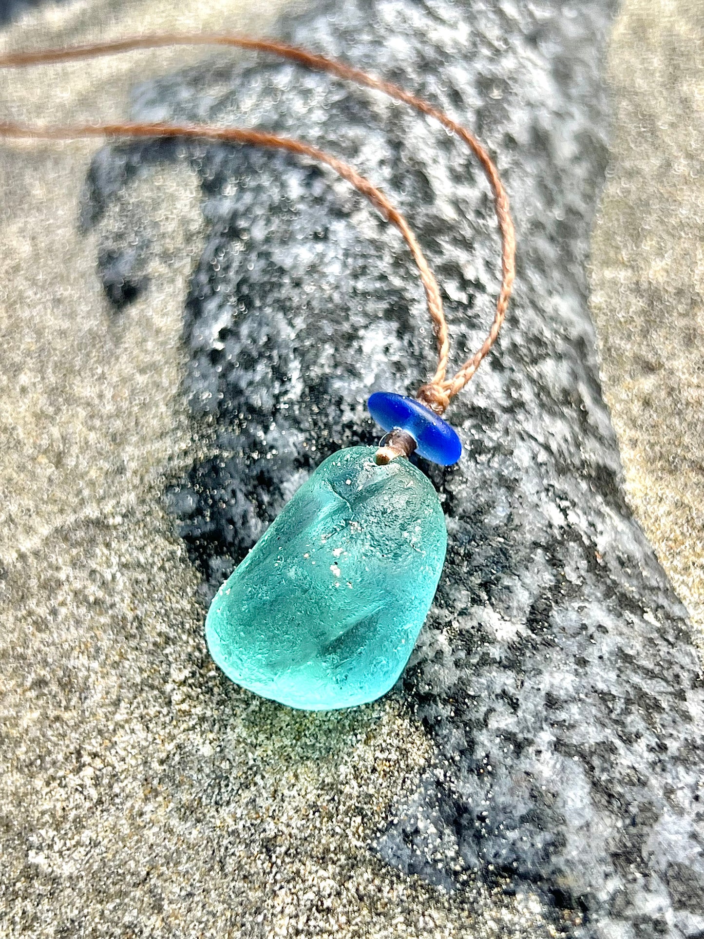 Chunky Aqua+Cobalt Sea Glass Necklace
