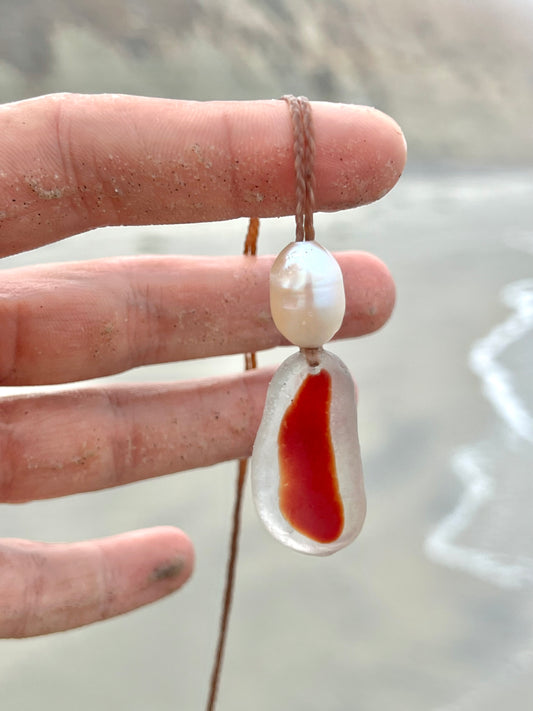 “Hot Pepper” RARE Sea Glass Necklace