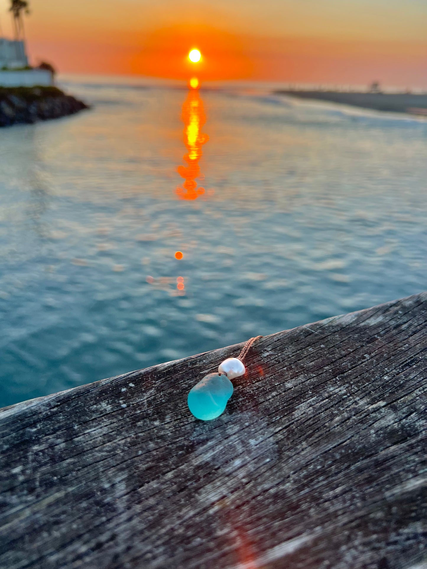 Aqua Sea Glass Necklace