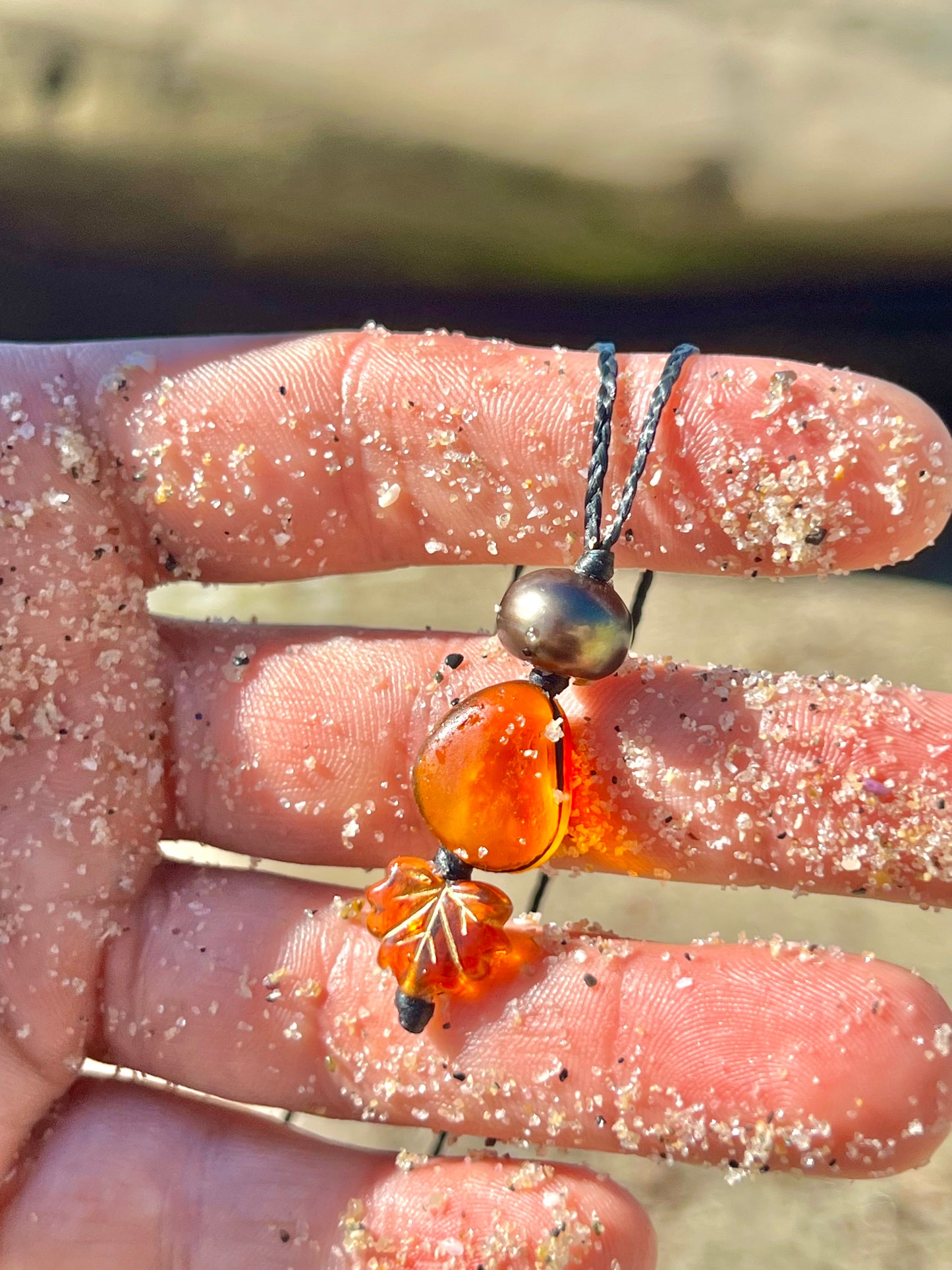 Autumn Orange-Sea Glass Necklace **RARE**