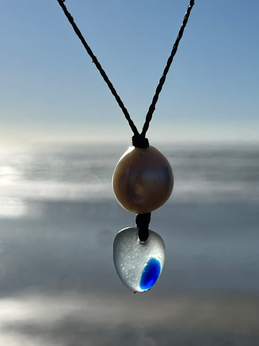 Seaham Blue Multi Sea Glass Necklace
