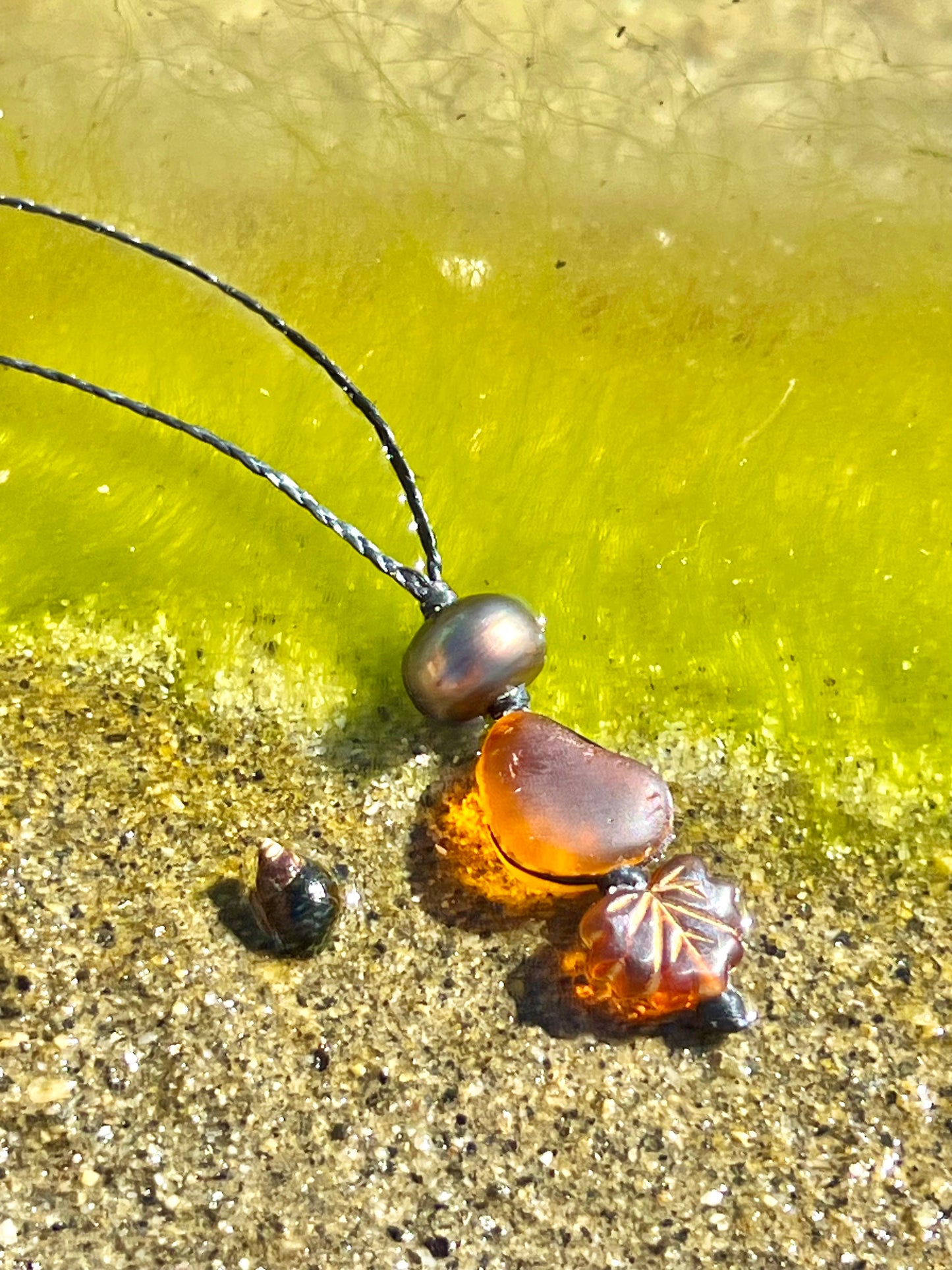 Autumn Orange-Sea Glass Necklace **RARE**