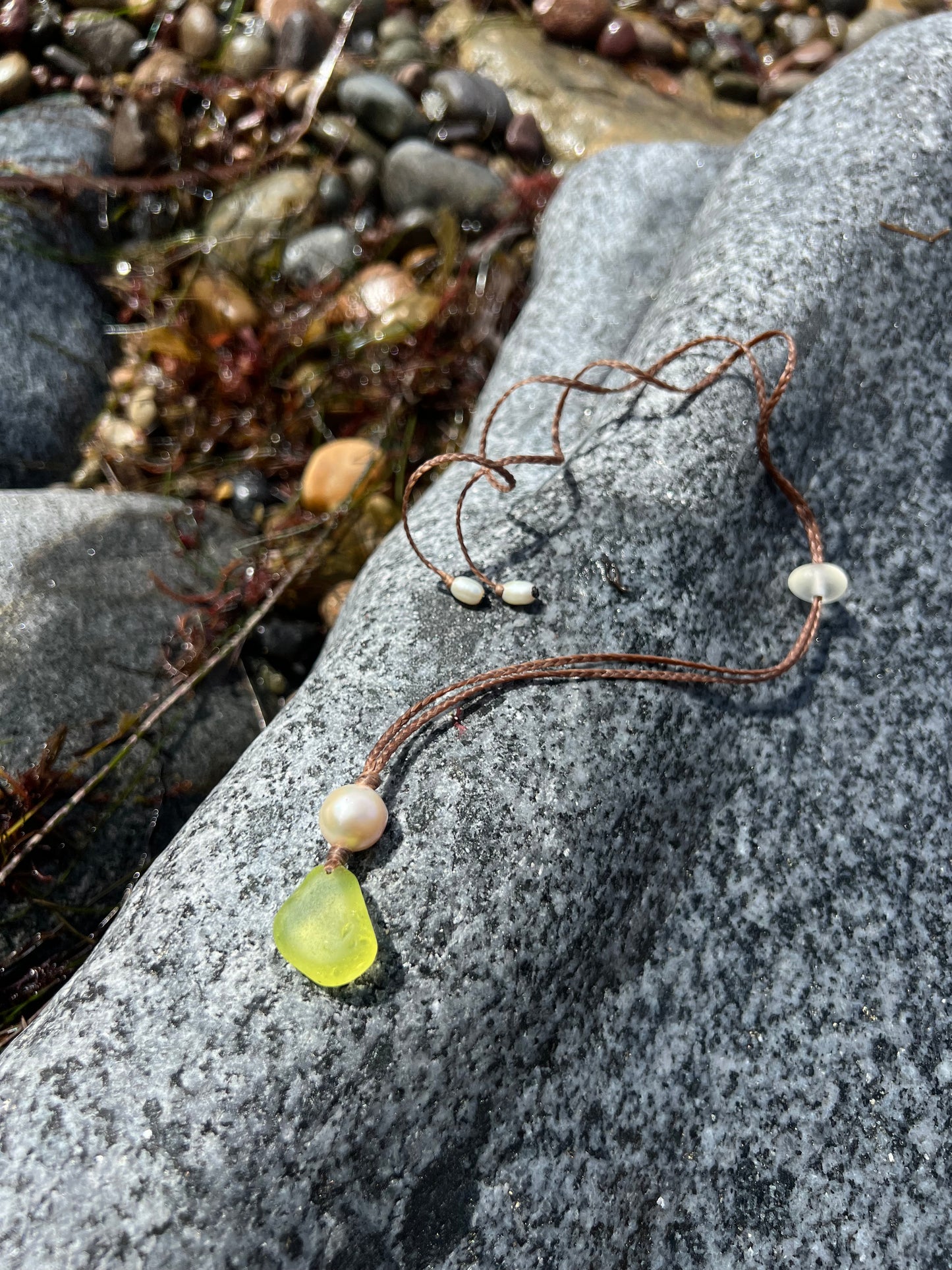 Lemon Yellow UV Sea Glass Necklace