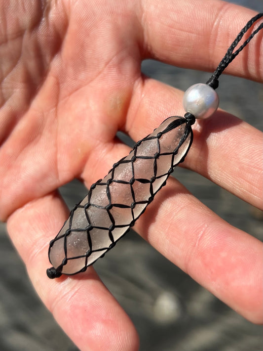 “Crystal Drop” Sea Glass Chandelier Necklace