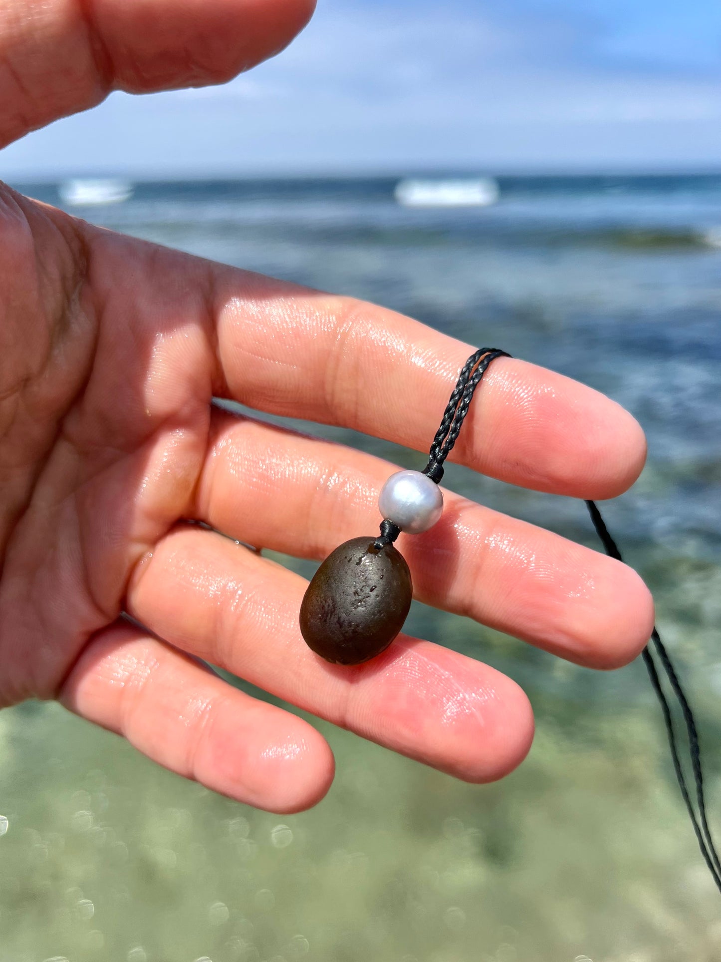 Perfect Black Sea Glass Necklace